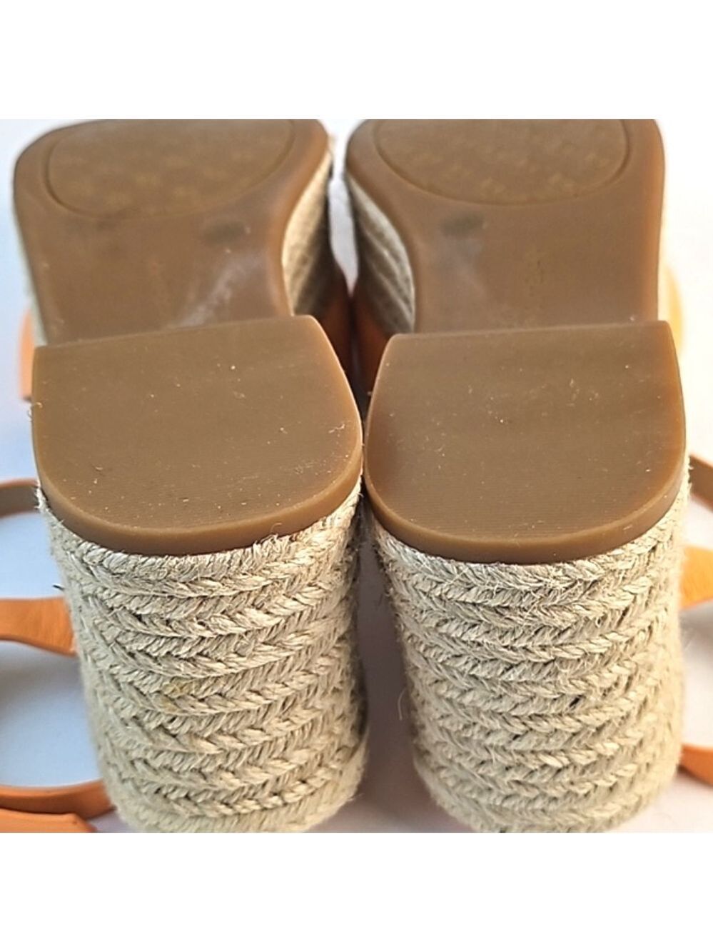 Antonio Melani Light Orange Leather Platform Wedge Ankle Strap Espadrill… - Picture 13 of 16